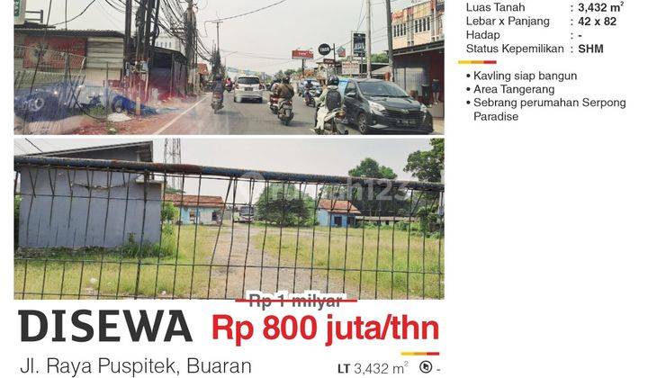  Disewakan Segera Kavling Comersial Lal Lokasi Jl.raya Puspiptek Tangerang Selatan Banten. 1