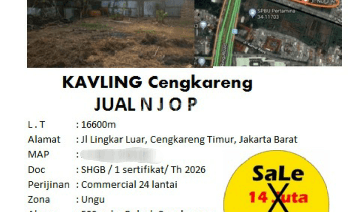 Di Jual Kav Komersil Zona Ungu Pinggir Jalan Raya Utama Lingkar Luar 1