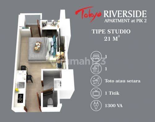 Murah Sewa Apartment Apartemen Tokyo Riverside PIK 2 type Studio 21 m2 2