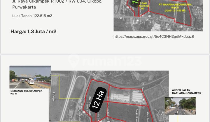 12 Ha Tanah Komersial / Industri Di Jalan Raya Cikampek / Cikopo Raya, Purwakarta, Jawa Barat Lokasi Strategis 900 M Ke Gerbang Tol Cikampek 12 Ha Tanah Komersial / Industri Di Jalan Raya Cikampek / Cikopo Raya, Purwakarta, Jawa Barat Lokasi Strategis 900 M Ke Gerbang Tol Cikampek