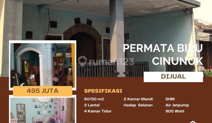 Dijual Cepat Rumah 2 Lantai 400 Jutaan di Permata Biru Cinunuk 1