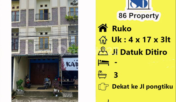 Ruko Disewakan di Jl Datuk Ditiro dekat pongtiku , urip 1