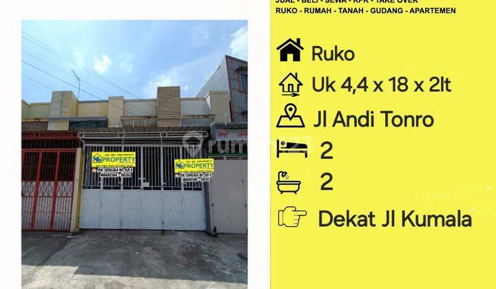 Jual Ruko Jl Andi Tonro Dkt Jl Kumala , Mappaodang , Siap Usaha 1