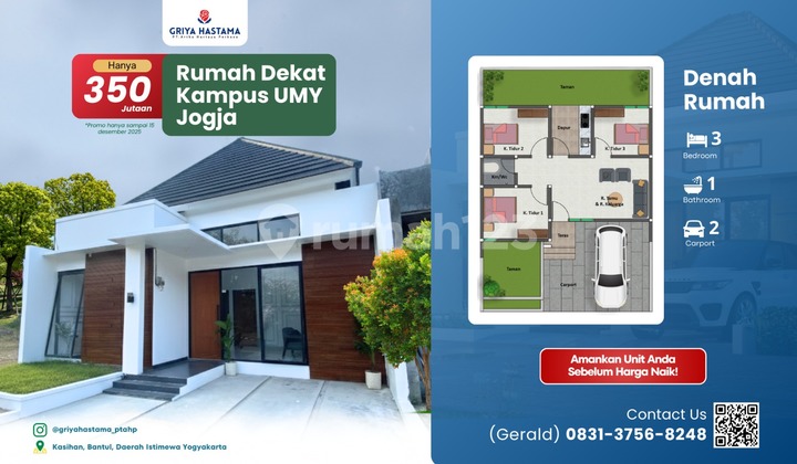 Comfortable Residence, Strategic Location. Starting from 300 Million Near UMY Campus. Comfortable Residence, Strategic Location. Starting from 300 Million Near UMY Campus.