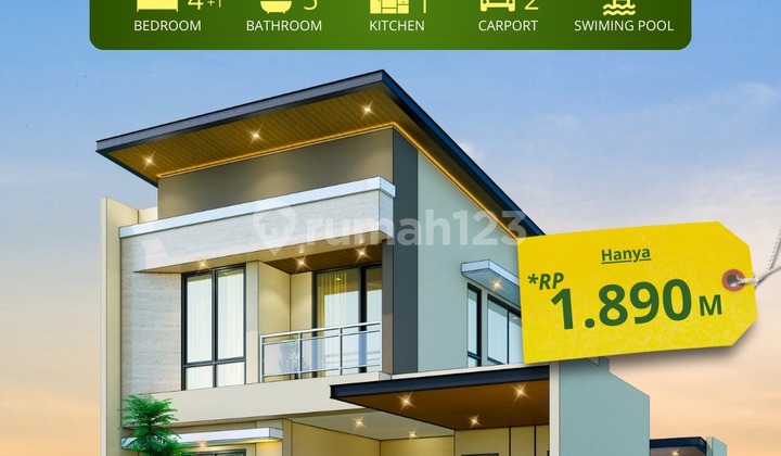 Rumah Dijual Dalam Ringroad Jalan Kabupaten Dengan kolan Renang 1