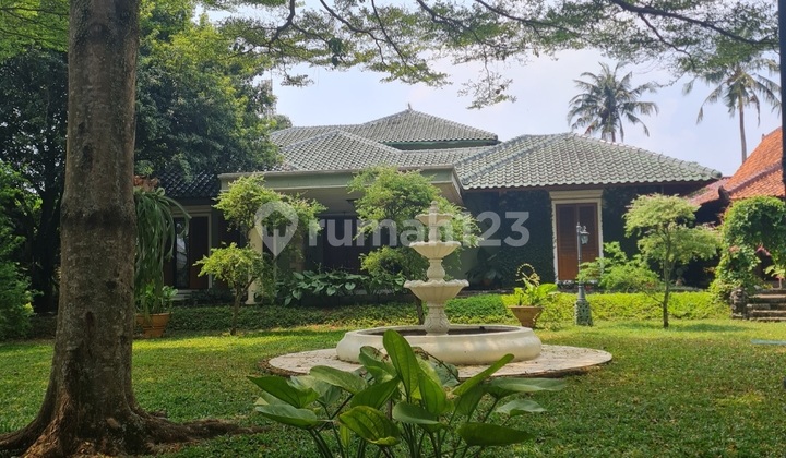 tampak depan rumah dengan pekarangan sangat luas