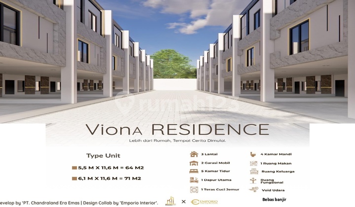 Rumah Baru 3 Lantai Minimalis Modern Duri Kepa Dekat Akses Mall Central Park Jakarta Barat