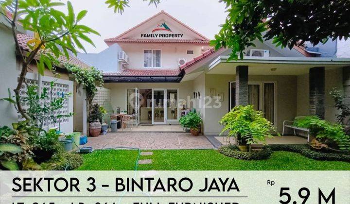 Dijual Rumah siap Huni 265m² dua lantai semi furnish Daerah Sektor 3 Bintaro jaya 1