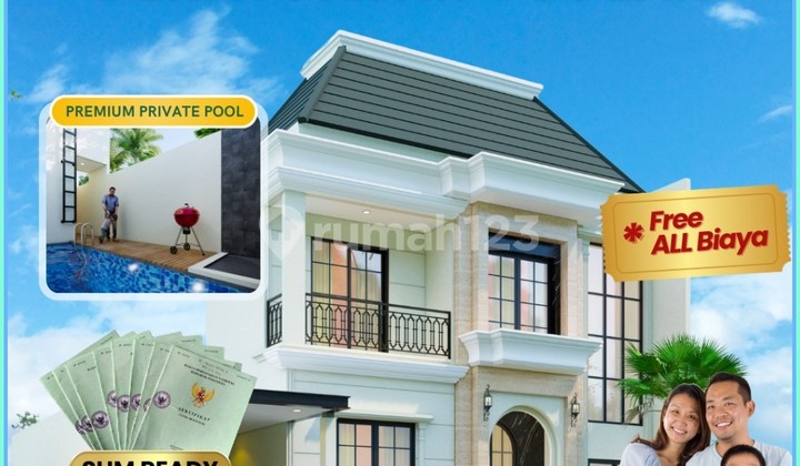 Rumah Mewah 2 Lantai Jogja SHM dengan Kolam Renang Pribadi