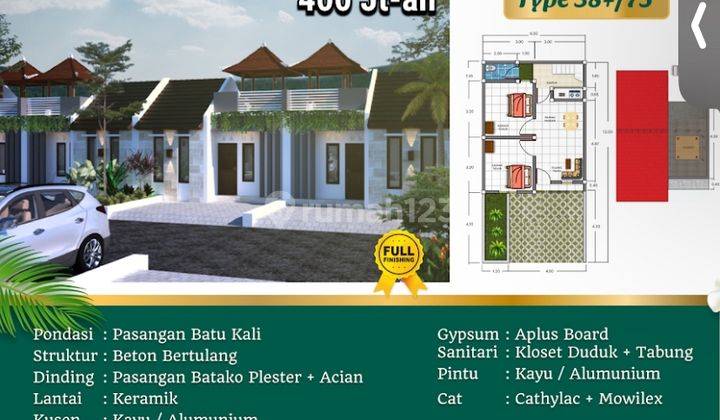  Rumah Murah Ttype 38/+75  Unfurnished Baru Shm - Sertifikat Hak Milik Di Kerambitan 1