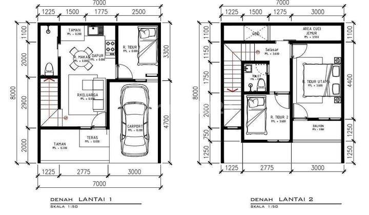 Rumah 2 Lantai 3 Kamar Tidur SHM di Kalimulya Depok 2