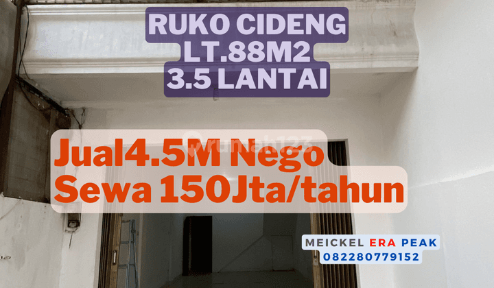 Lokasi Strategis Dijual Ruko Cideng, Lt.88m2, 3.5 Lantai 1