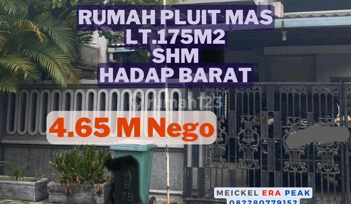 Bisa Kpr Dijual Rumah Pluit Mas, Lt.175m2, Shm, Hadap Barat 1