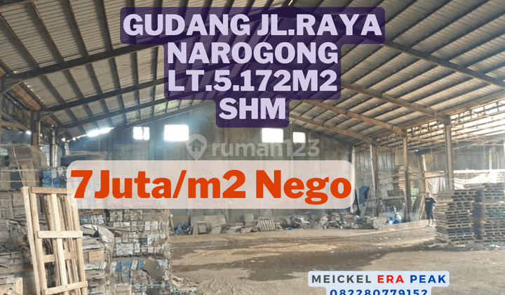 Lokasi Strategis Dijual Gudang Jl.raya Narogong, Cileungsi, SHM 1