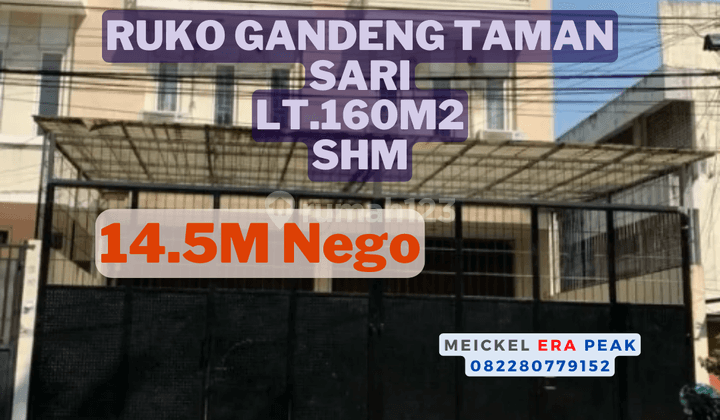 Lokasi Strategis Dijual Ruko Gandeng Taman Sari, Lt.160m2, SHM 1