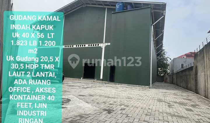 For rent warehouse in Kapuk, building area 1200m2, land area 1823m2. Price 1M per year. For rent warehouse in Kapuk, building area 1200m2, land area 1823m2. Price 1M per year.
