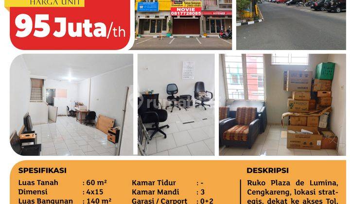 Tsi 16593, Ruko Plaza De Lumina, Cengkareng, 4x15m², 3 Lt, SHM 2