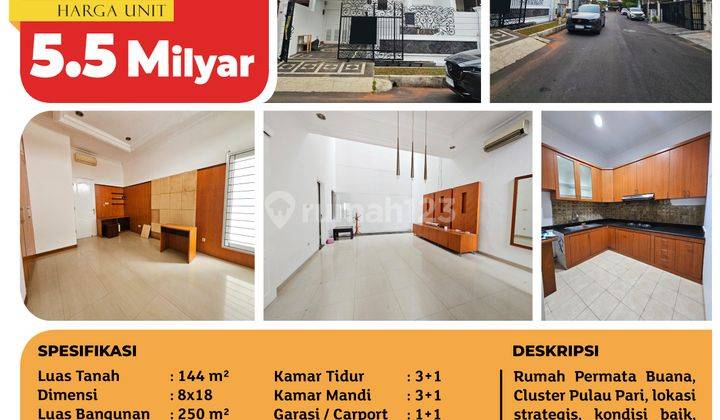 Rumah Permata Buana, Cluster Pulau Pari, Jakarta Barat, 8x18m², 2 Lt, SHM 2