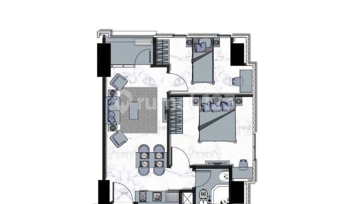 DIJUAL APARTEMEN BELLA PAKUWON CITY MALL LANTAI 8 - KOSONGAN 1