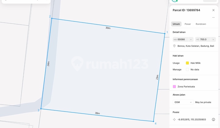 6.8 Are Land with SHM in Pink Zone, Nusa Dua, MNK 6.8 Are Land with SHM in Pink Zone, Nusa Dua, MNK