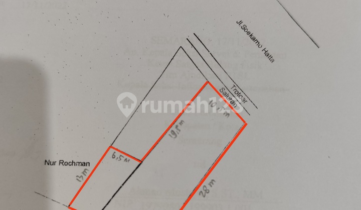 Land Measurement House with SHM in Sukarno Hatta, Pedurungan, Main Road 2