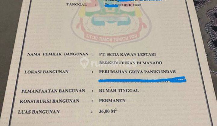 Rumah Minimalis Strategis Bagus di Griya Paniki Indah Manado 2