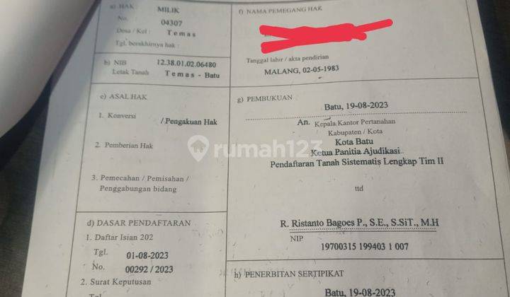 Tanah Pinggir Jalan Prov Lokasi Potensial Utk Bisnis Di Kota Batu 2