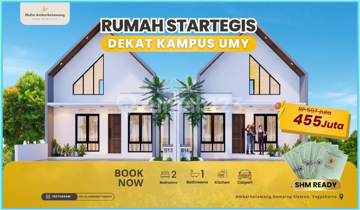 Jual Rumah Sleman 400 Jutaan Dekat Kampus UMY Serasa Villa