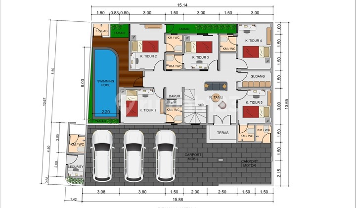 Modern Boarding House with Swimming Pool in Sleman. 2