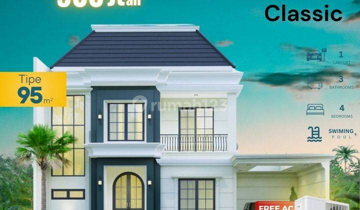 Jual Rumah Mewah 2 Lantai Baru Bergaya Amerika Klasik 1