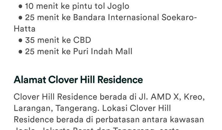 Dijual Perumahan Clover Hill Residence di Kreo. Larangan, Tangerang 2