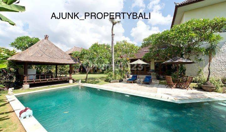 Villa with a spacious garden, view of rice fields from the roof top, Canggu 1