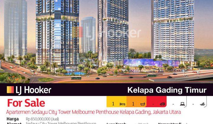 Apartemen Sedayu City Tower Melbourne Penthouse Kelapa Gading, Jakarta Utara 2