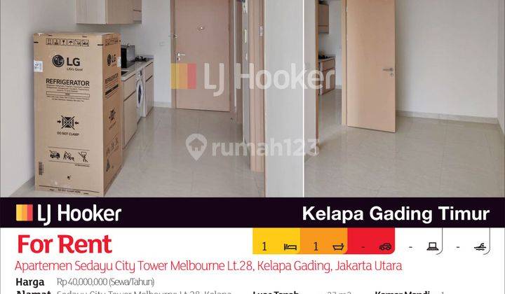 Apartemen Sedayu City Tower Melbourne Lt.28, Kelapa Gading, Jakarta Utara 2