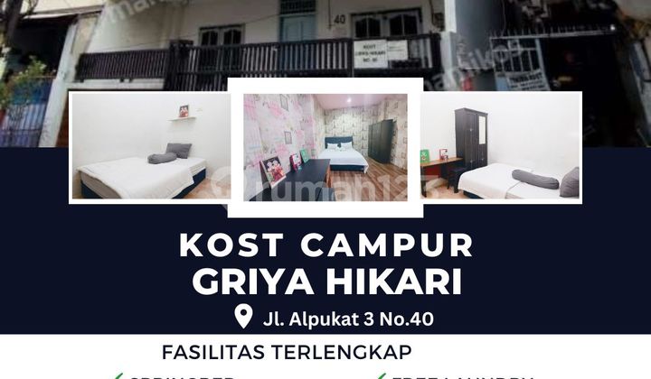 For Rent Mixed Boarding House Griya Hikari Fully Furnished Strategic Location at Jl. Alpukat 3 No.40, Tj. Duren, West Jakarta CHEAPEST BOOK NOW !!