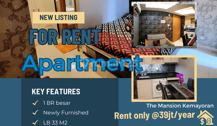 Sewa Apartment 1 BR BESAR 33 M2! @The Mansion Kemayoran Furnished mewah  1