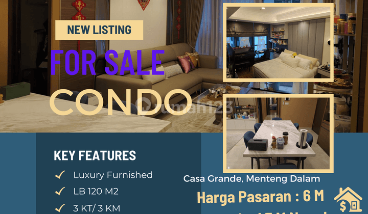 Jual Apartment 3 BR Luxury Furnished @Casa Grande Siap tinggal  1