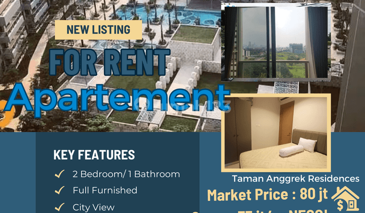 Sewa Apartment 2 BR Furnished di Taman Anggrek Residences City View  1