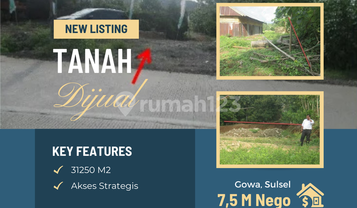 Dijual Murah Tanah Luas Tanah 31,250 M2, di Kabupaten Gowa, Makassar, Dekat dengan Villa Puncak Mario dan Villa Firdaus