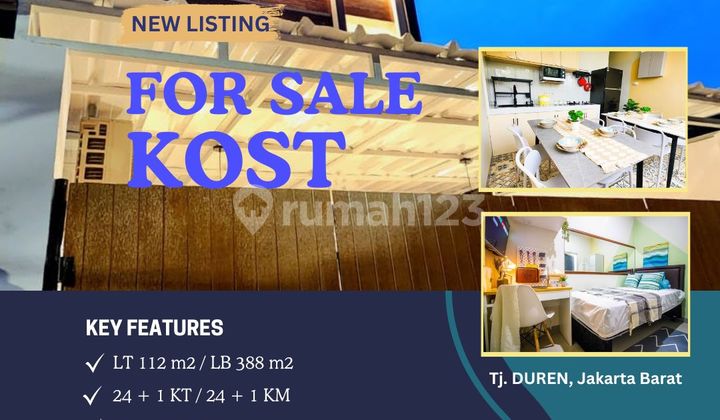 Jual Kost Furnished Mewah 24 Kt Lokasi Universitas dan Perkantoran di Tanjung Duren Jakbar!