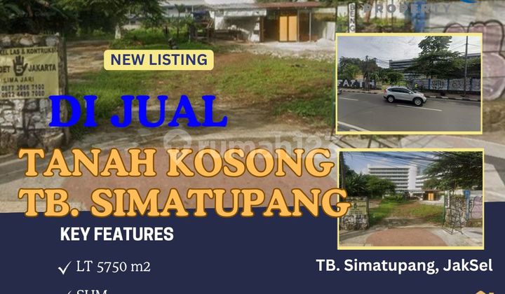 For Sale Cheap Vacant Land 50% NJOP by Main Road Strategic Location (Next to Tb. Simatupang Hospital) Negotiable Until Deal!!