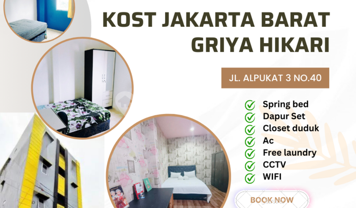 For Rent: Mixed Boarding House Griya Hikari, Fully Furnished, Strategic Location at Jl. Alpukat 3 No.40, Tj. Duren, Grogol Petamburan, West Jakarta. BOOK NOW!!