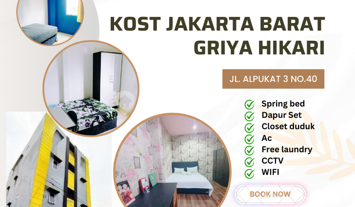 Di Sewa Kost Campur Strategis Untik Mahasiswa & Karyawan di Griya Hikari Jl. Alpukat 3 No.40, Tj. Duren, Grogol Petamburan, Jakarta Barat Paling Murah Full Furnished Book Now !!
