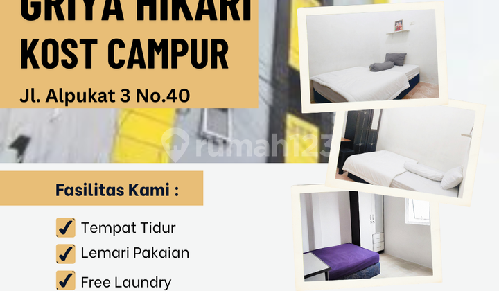 For Rent: Strategic Mixed Boarding House for Students & Workers at Griya Hikari, Jl. Alpukat 3 No.40, Tj. Duren, Grogol Petamburan, West Jakarta CHEAPEST Full Furnished BOOK NOW!!