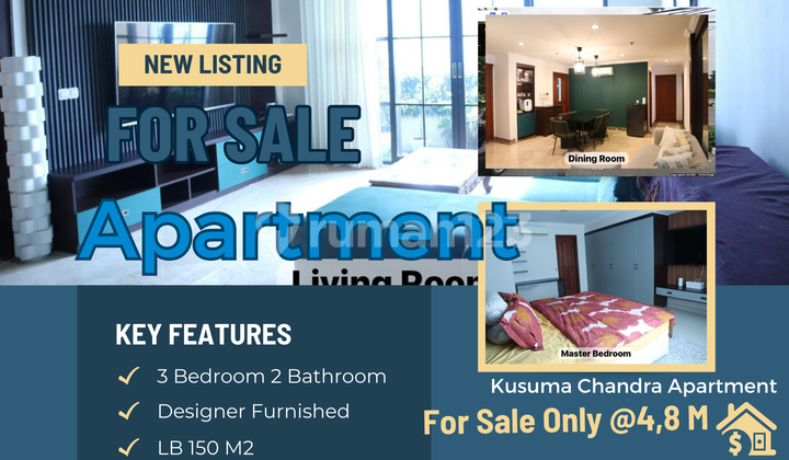 Disewakan 3 Bedroom Kusuma Candra Apartment Jakarta Selatan - Full Furnished
