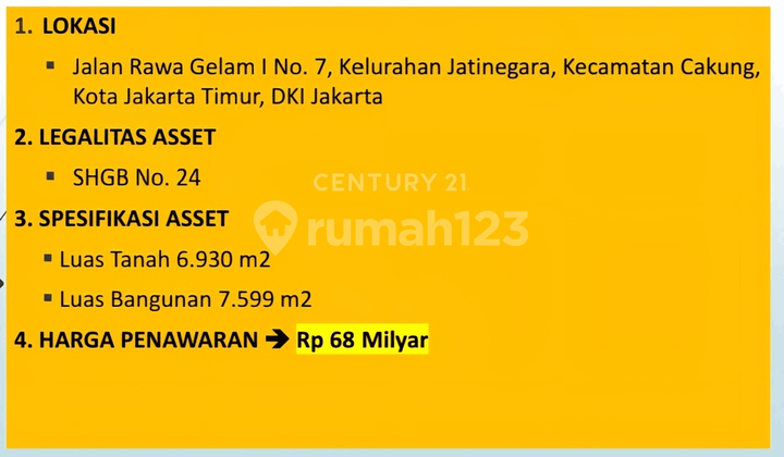 Tanah Dan Bangunan LT 6930m LB 7599m Di Jatinegara Jaktim Tanah Dan Bangunan LT 6930m LB 7599m Di Jatinegara Jaktim