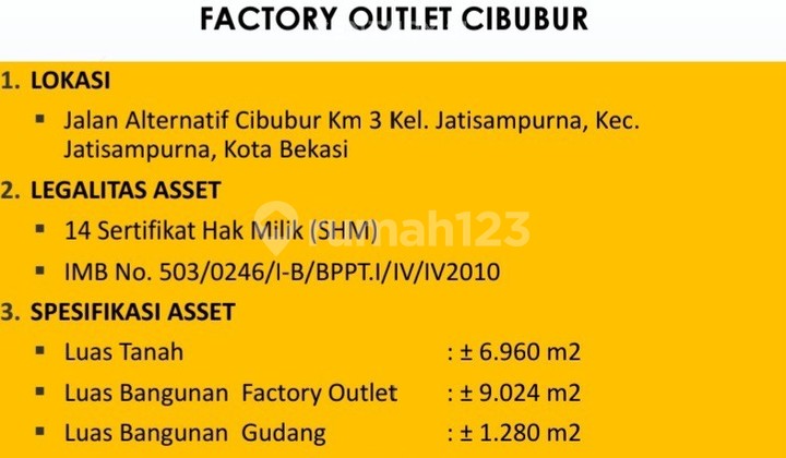 Tanah Dan Bangunan Gedung Di Cibubur Luas 6960m Tanah Dan Bangunan Gedung Di Cibubur Luas 6960m