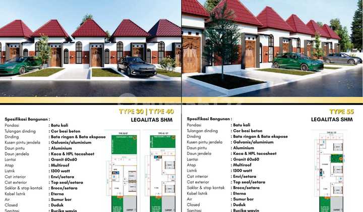 Rumah Dinding Bata Ekspose Lahan uas dibarat JL Manisrenggo-Prambanan 1
