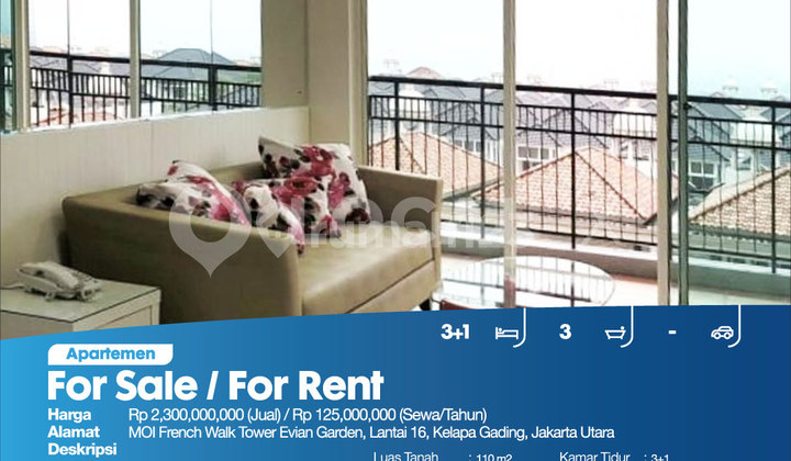 French Walk Moi Tower Evian Garden Apartment, 16th Floor, Kelapa Gading, North Jakarta 2