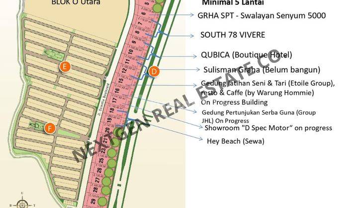 Disewakan Kavling Komersil jalan raya Boulevard Gading Serpong dekat Hotel Qubica South 78 dan Hey Beach Summarecon Serpong 1